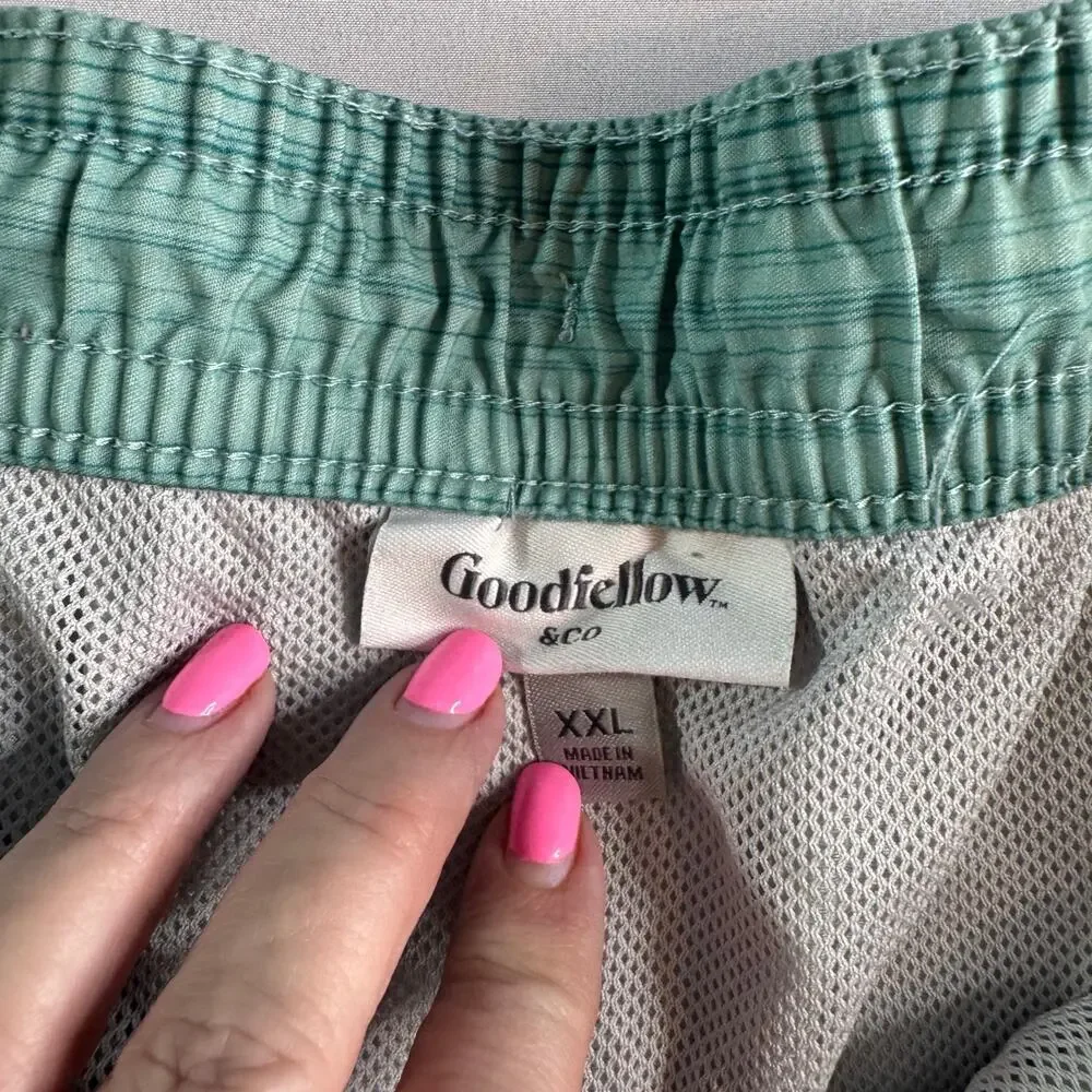 Goodfellow & Co Men’s Swim Trunks XXL Green Gray Colorblock Board Shorts